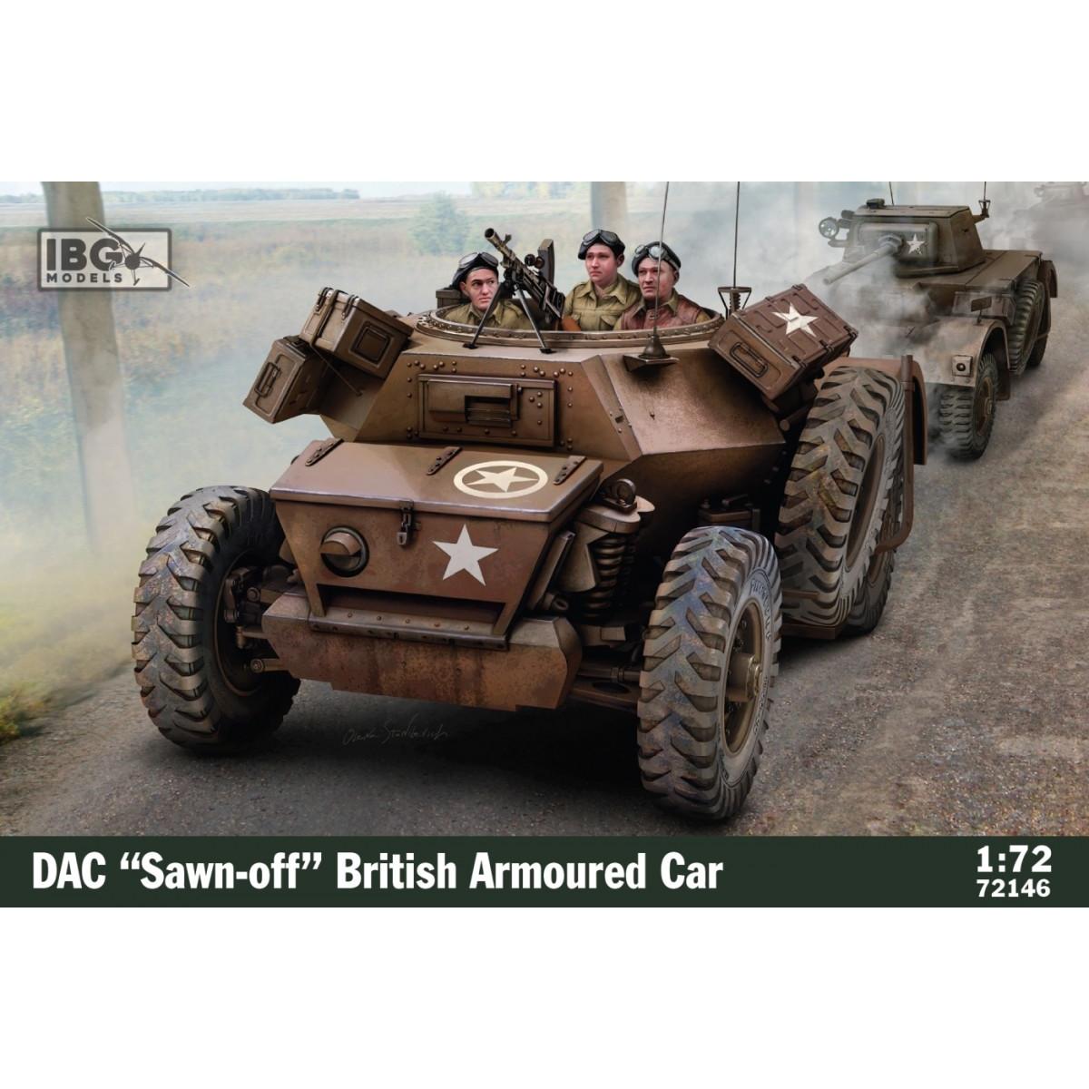 Italeri DAC, abgesägtes Plastikmodell eines britischen Panzerwagens im Massstab 1:72