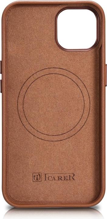 Image du produit iCarer Étui en cuir pour iPhone 14 Marron (WMI14220705-BN) (Compatible MagSafe) (Apple iPhone 14)