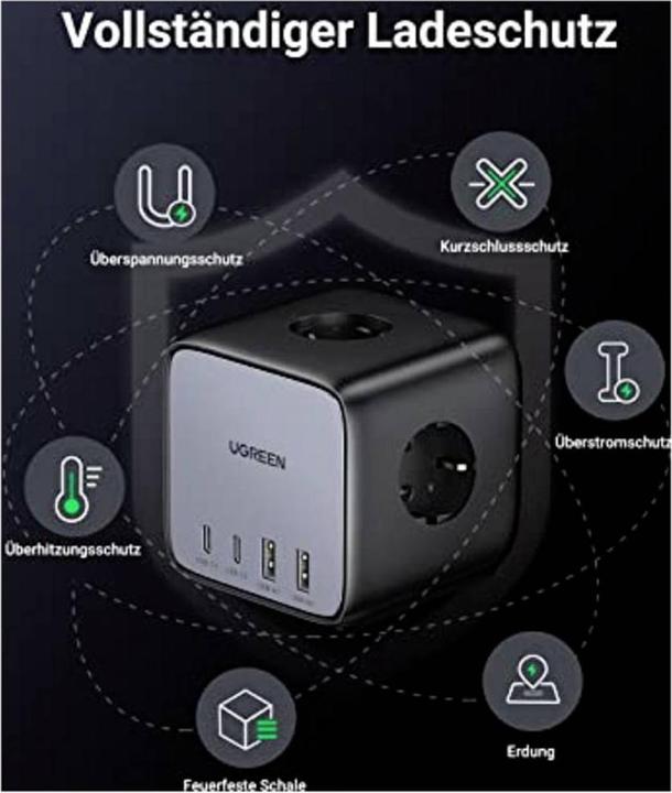 Image du produit Ugreen Cube CD268 (1x, CEE 7/4, USB-A, USB-C, 1.80 m)