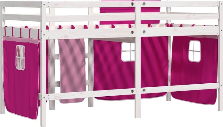 Actual product image VidaXL Children's loft bed with curtains pink (90 x 200 cm)
