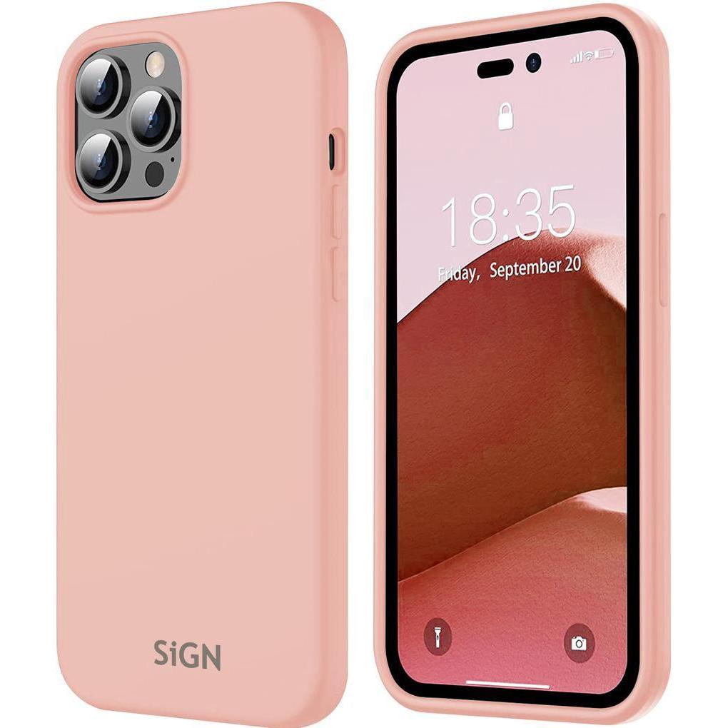 SIGN Liquid Silicone Case for iPhone 14 Pro Max - Sand Pink (Apple iPhone 14 Pro Max), Smartphone Hülle, Pink