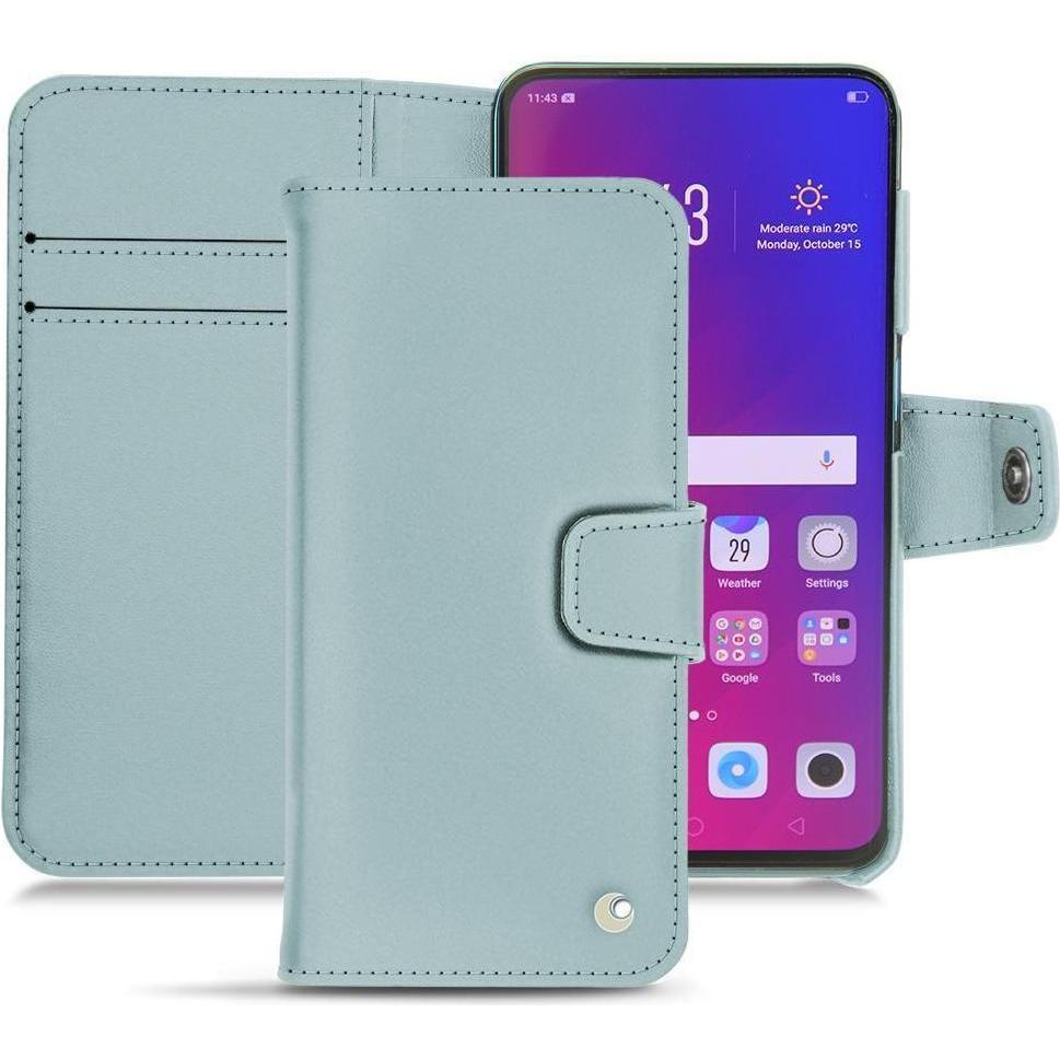 Noreve Lederschutzhülle Wallet (Oppo Find X), Smartphone Hülle, Blau