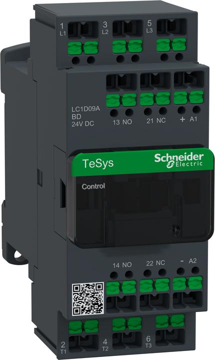 Produktbild Schneider Leistungsschütz LC1D LC1D09ABD 3p +1S+1Ö 4 kW 9 A 400VAC3 Spule 24VDC