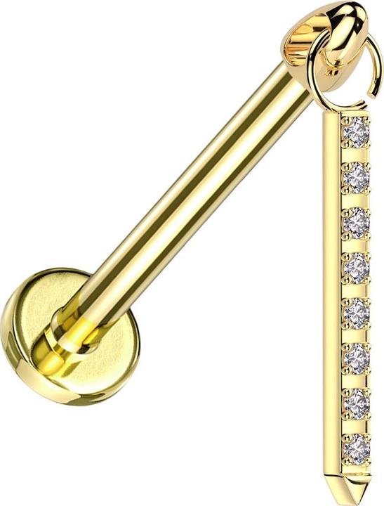 Actual product image Star Piercing Micro Labret internal thread gold-plated Cone gold-plated pendant bar crystals silver (without brass, Titanium G23)