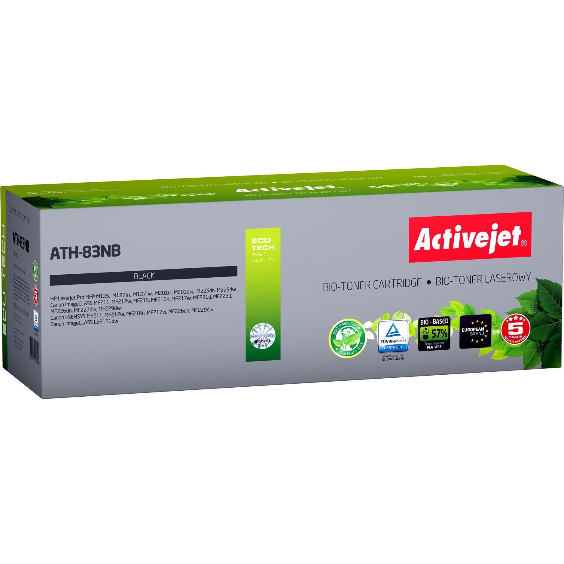 Activejet, Toner, BIO ATH-83NB Toner für HP Canon Drucker Ersatz für HP 83A CF283A Canon CRG-737 Supreme (B)