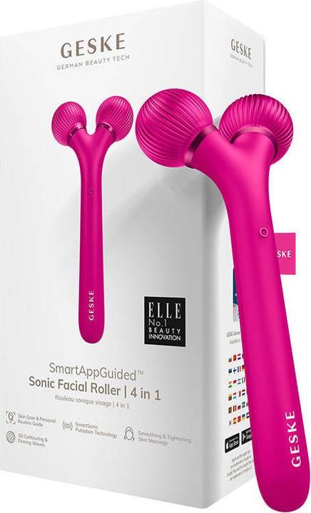 Konjac Sponge Roller soniczy do twarzy 4w1 Geske z Aplikacją (magenta)