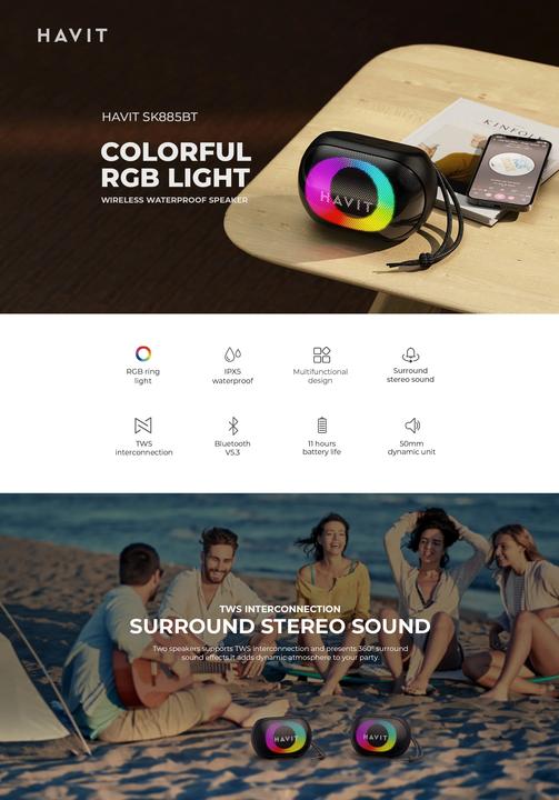 Actual product image Havit SK885BT (black) (8 h, Battery operated)