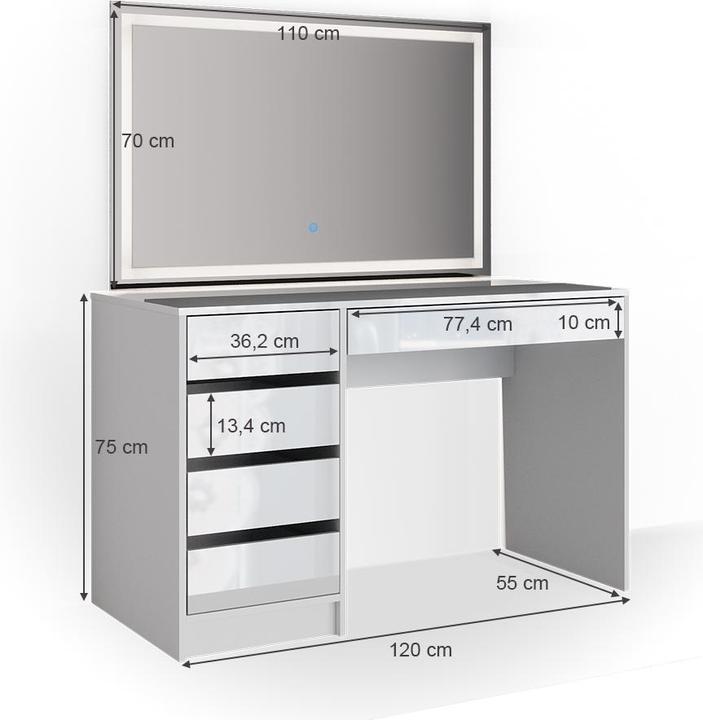 Image du produit Vicco Sherry avec éclairage (120 x 55 x 75 cm)