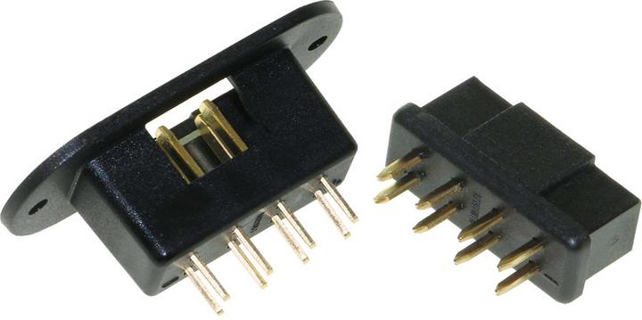 Modellbau Lindinger hstr male + female 8-pin met frame wing connector zwart