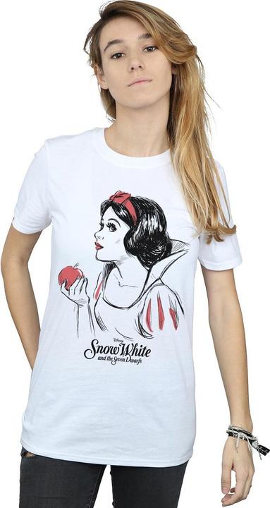 Actual product image Disney Womens/Ladies Snow White Apple Sketch Cotton Boyfriend T-Shirt (4XL)