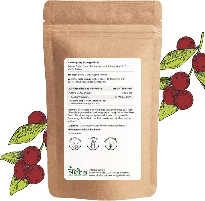 Image du produit Eltabia Camu Camu en comprimés | 250mg Tabs vitamine C naturelle qualité crudité (400 pièce(s), Cachets)