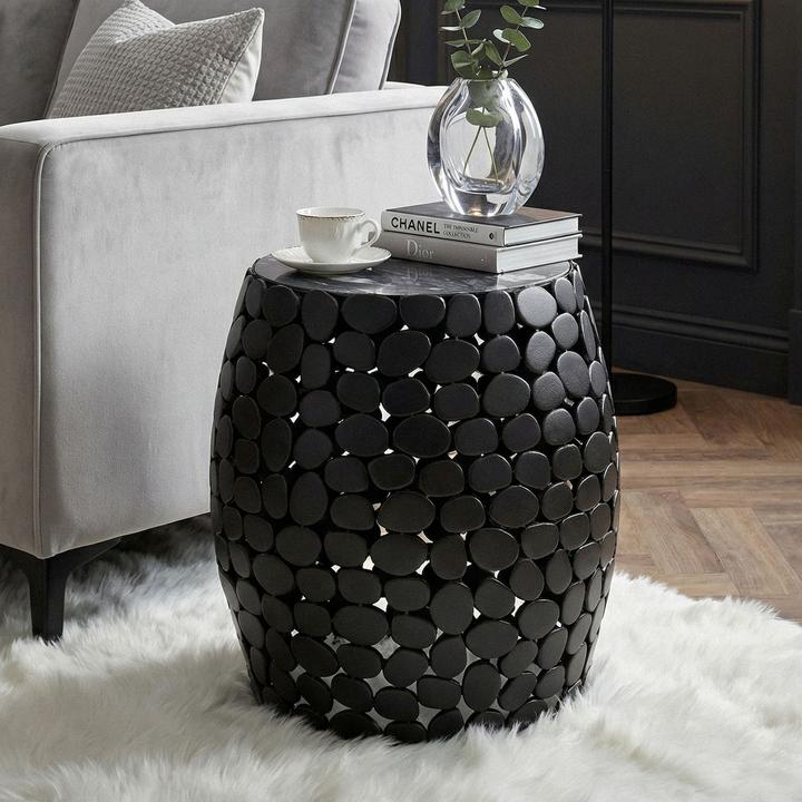Produktbild FineBuy Beistelltisch rund 40cm Metall Couchtisch Marmor Alu Wohnzimmertisch Dekotisch