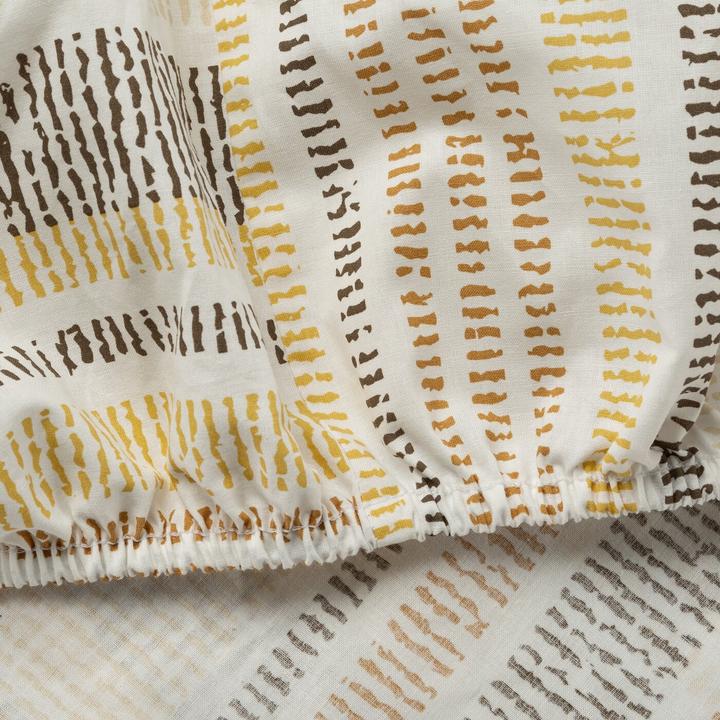 Productafbeelding Eurofirany Spannbettlaken 160x200 cm, Senffarbe, weiss, gestreifte Baumwolle, 105 g/m2 DRUCK (160 x 200 x 30 cm)