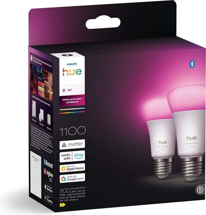 Image du produit Philips Hue Hue A60 (E27, 1100 lm, 2x)