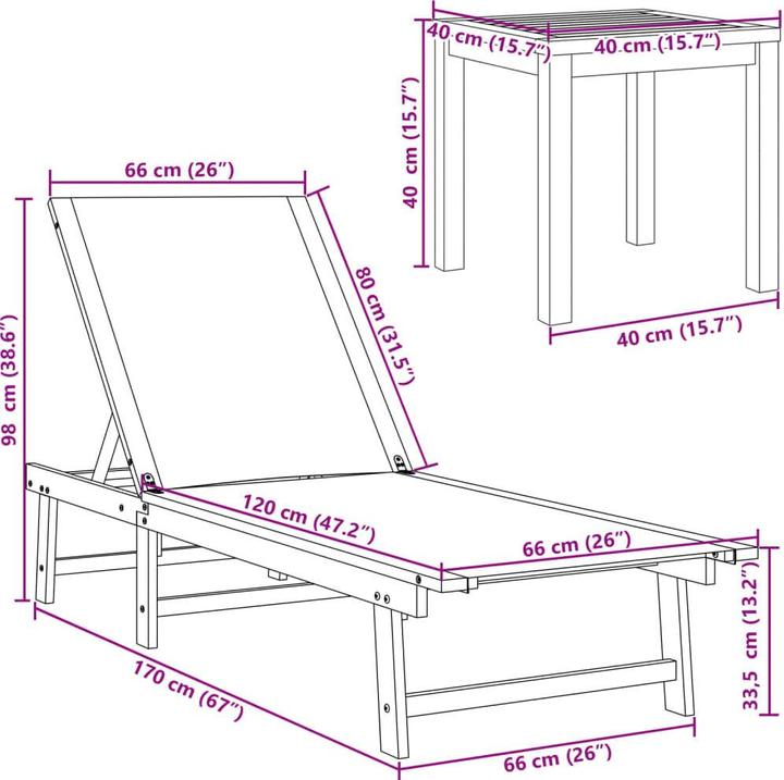 Immagine prodotto vidaXL Sonnenliege (170 cm)
