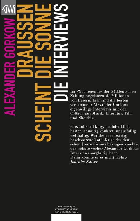 Produktbild Draussen scheint die Sonne (Deutsch, Alexander Gorkow, 2008)