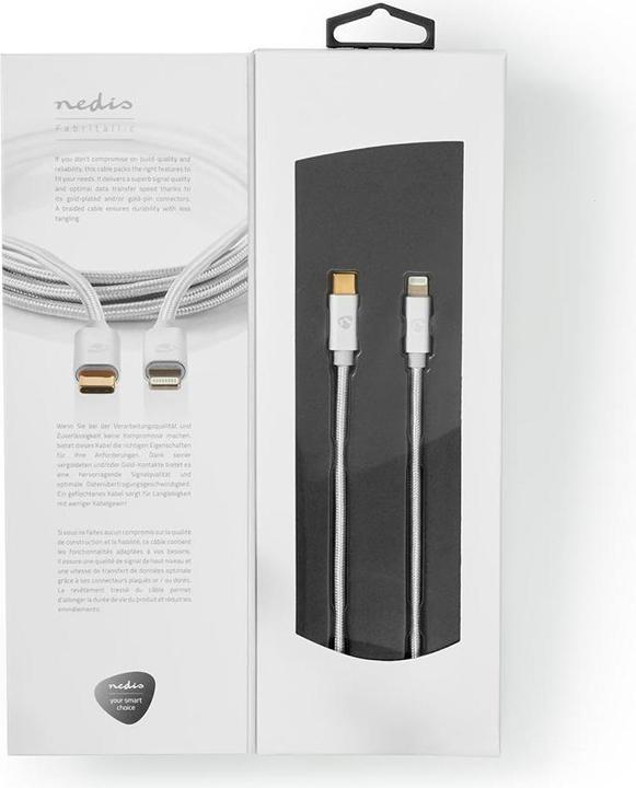 Produktbild Nedis USB cables USB 2.0 | Apple Lightning 8 pin | USB-C tis connector | 480Mbps | Gilded 2.00m | round Pi (2 m, USB 2.0)