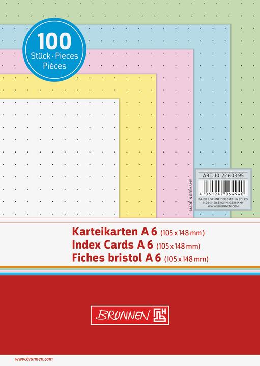 Produktbild Brunnen Karteikarten A6 punktiert sortiert VE=100 Stück (A6, 180 g/m²)