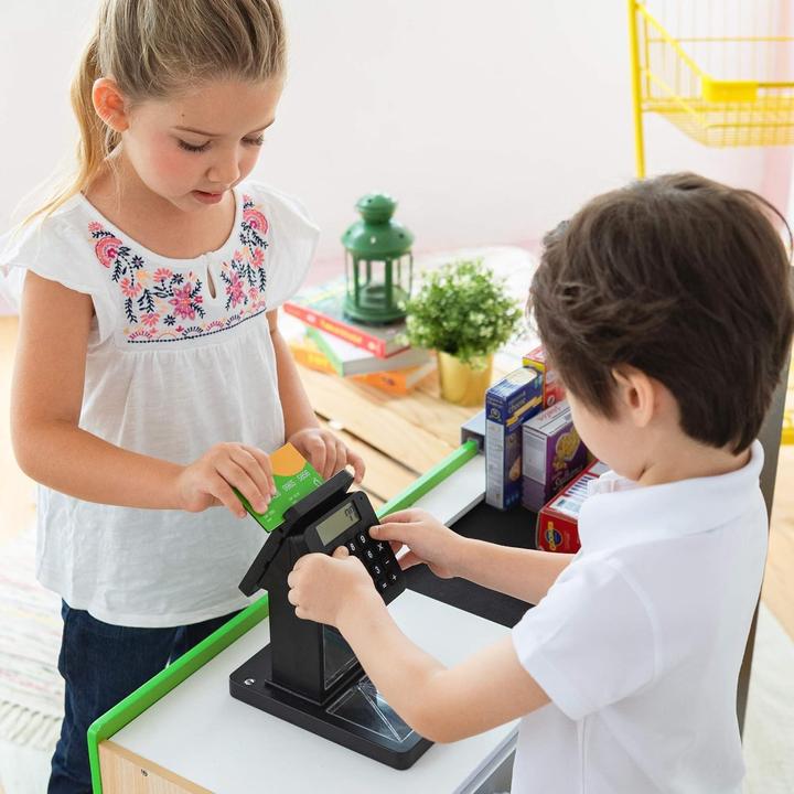 Produktbild Teamson Kids Spielkasse Austin fr Kinder Interaktive Kasse mit 26 Zubehrteilen aus Holz Grn/Wei