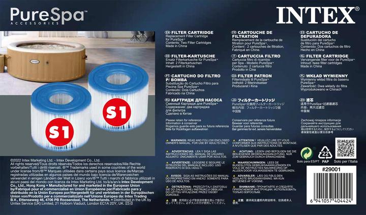 Actual product image Intex Replacement cartridge S1