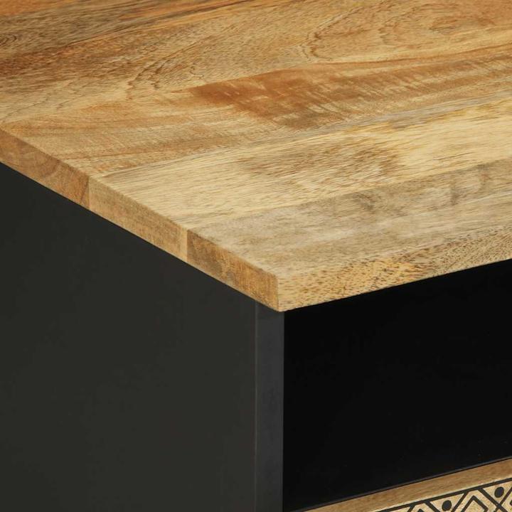 Image du produit VidaXL Table basse Table d'appoint Table de salon Noir Bois de manguier brut (80 x 54 x 40 cm)