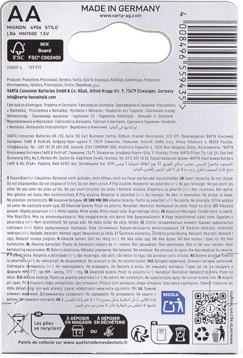 Produktbild Varta Longlife Power (4 Stk., AA / LR6 / LR06 / Mignon / R6 / R14505, 2960 mAh)