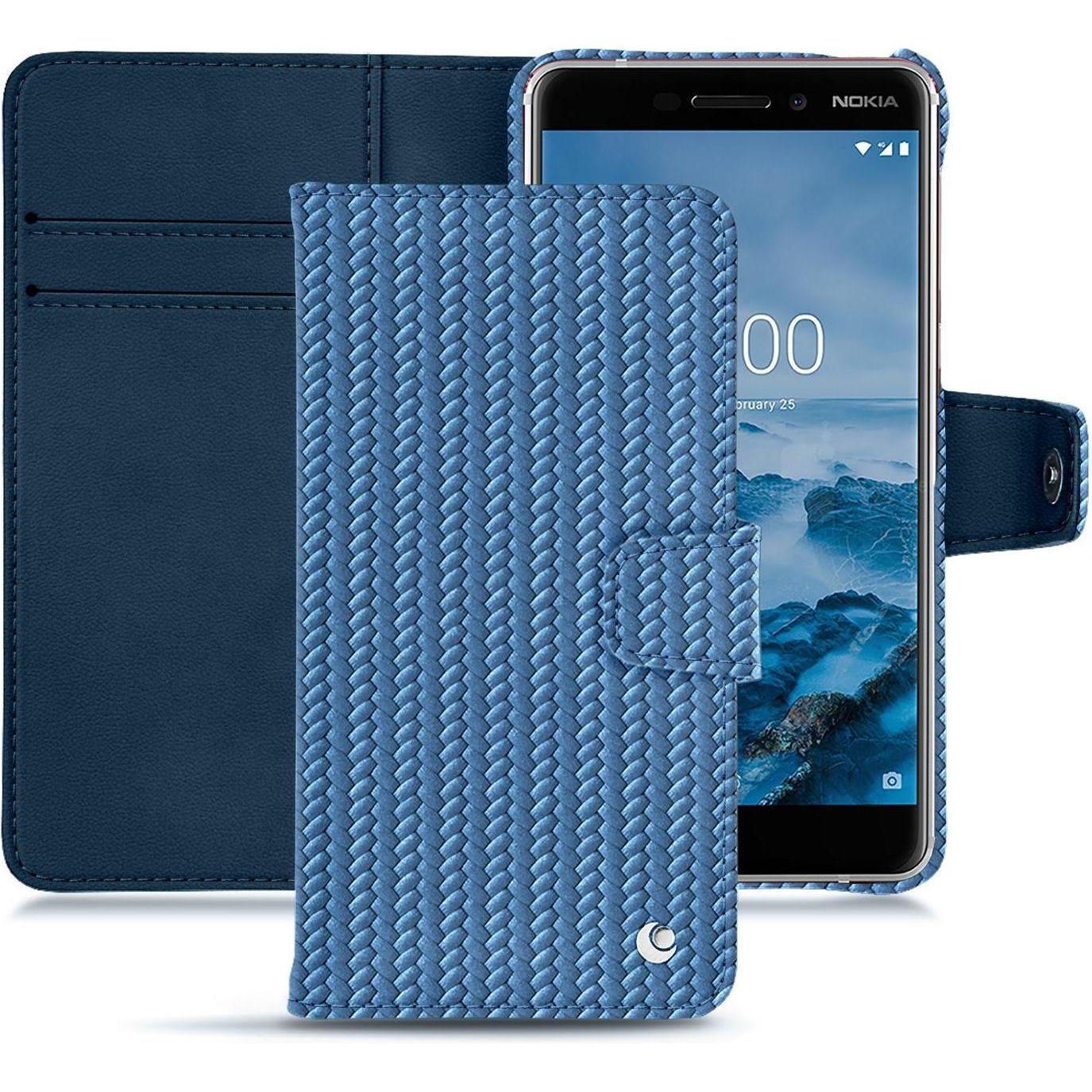 Noreve Lederschutzhülle Wallet (Nokia 6 (2018)), Smartphone Hülle, Blau