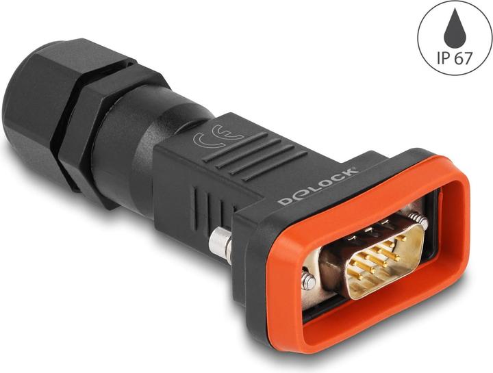 Produktbild Delock Adapter D-Sub HD 9 Pin Stecker mit Gehäuse IP67 wasserfest (Sub-D 9, 4.10 cm)
