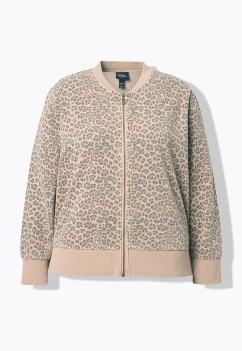 Produktbild Ulla Popken Sweatjacke, Leomuster, Rundhals, Knopfleiste, Langarm (58, 60)