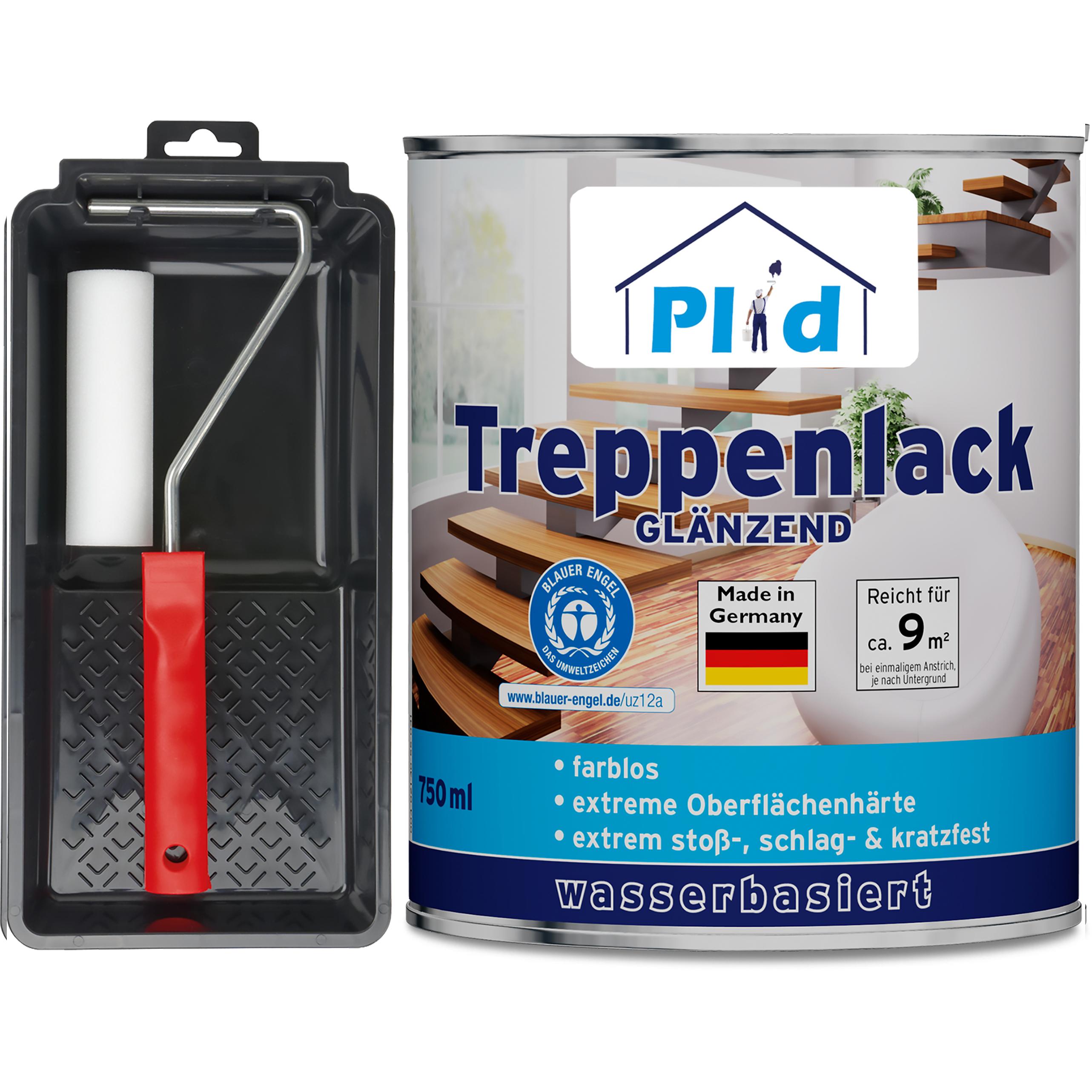 Thumbnail - Plid, Lack, Treppenlack Set 00,75L Farblos glänzend, für ca. 9m² /Treppensiegel Klarlack Holz (Farblos, 0.75 l)