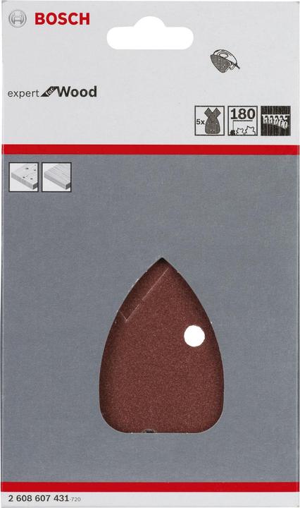 Immagine prodotto Bosch Professional Zubehör Foglio di levigatura Expert for Wood. Confezione da 5. 4 fori. (180)