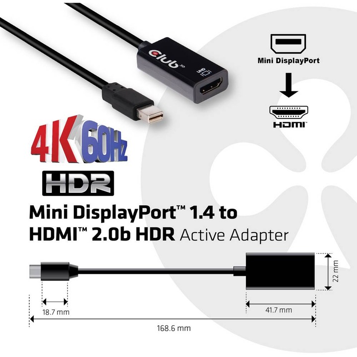 Immagine prodotto Club 3D Mini DisplayPort 1.4 a (HDMI, 1.12 cm)