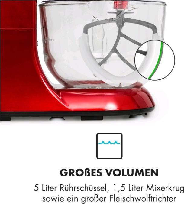 Image du produit Klarstein Lucia Rossa 2G Robot de cuisine rouge (1300 W, 5 l)