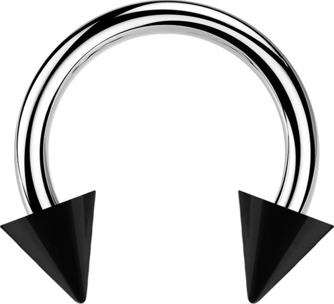 Produktbild Star Piercing Micro Circular Barbell silber mit zwei Cones schwarz (ohne Messing, Acryl, Chirurgenstahl 316L)