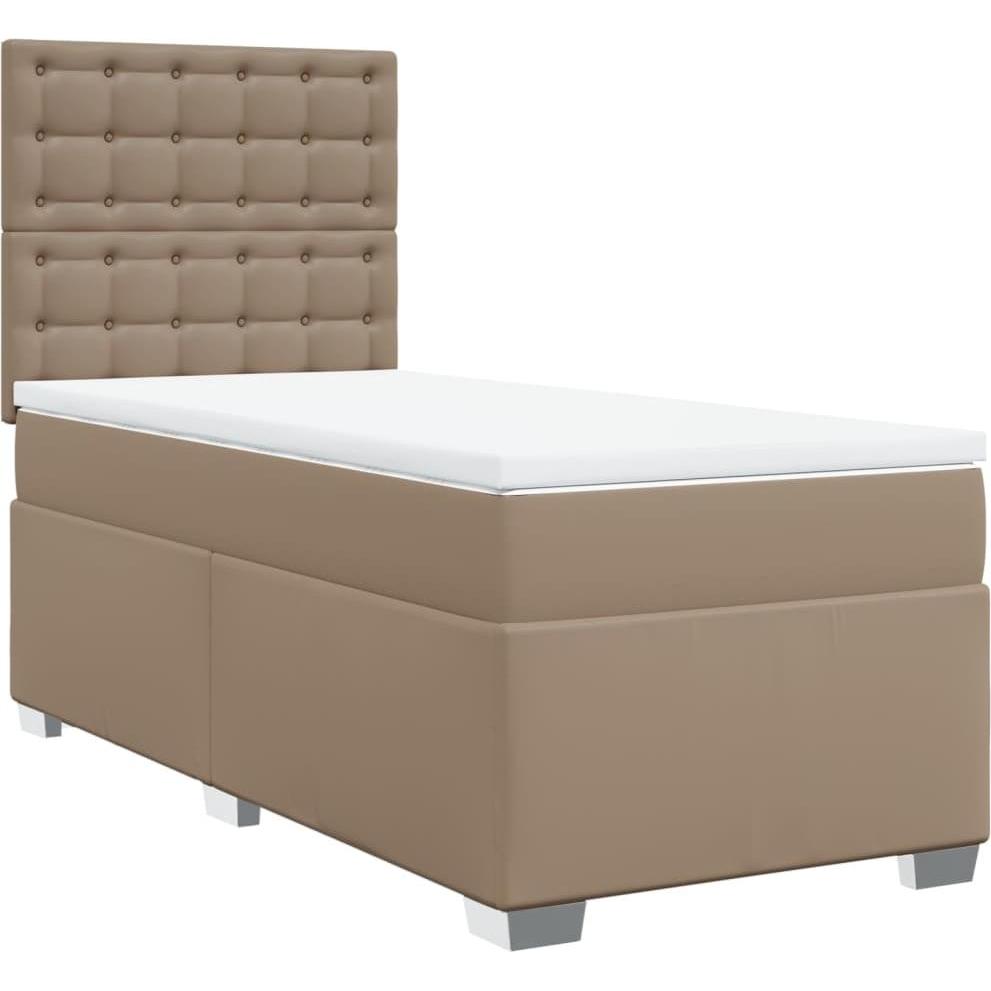 Thumbnail - VidaXL, Bett, Bo x springbett mit Matratze 90 x 190cm Kunstleder (90 x 190 cm)