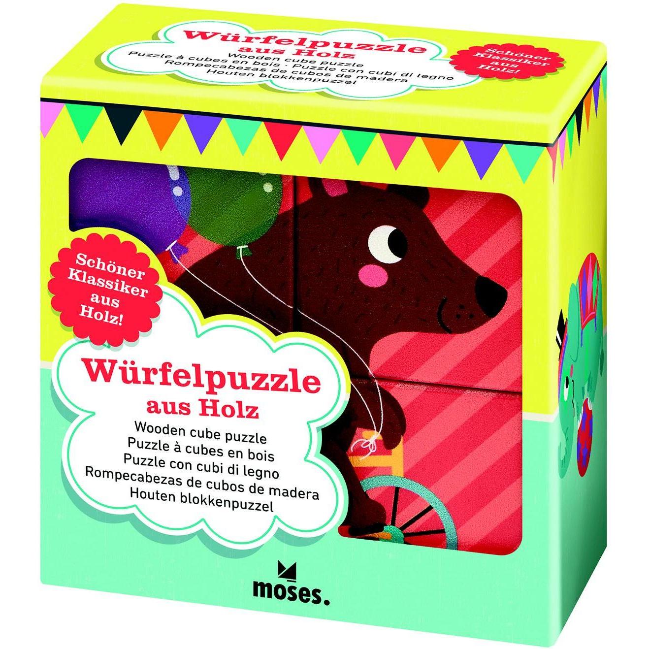 Moses Würfelpuzzle aus Holz - Zirkusfreunde