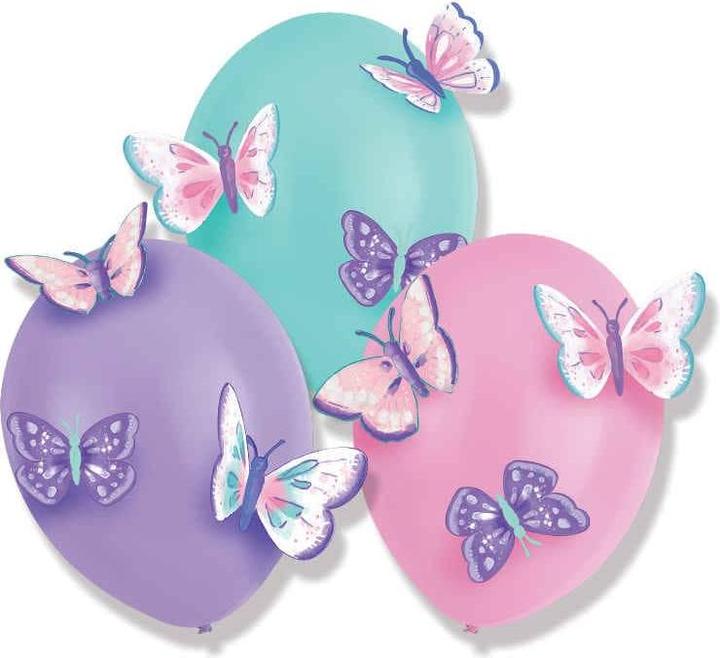 Actual product image Amscan 3 Latex Balloons Flutter with Paper Appliqués (6 x)