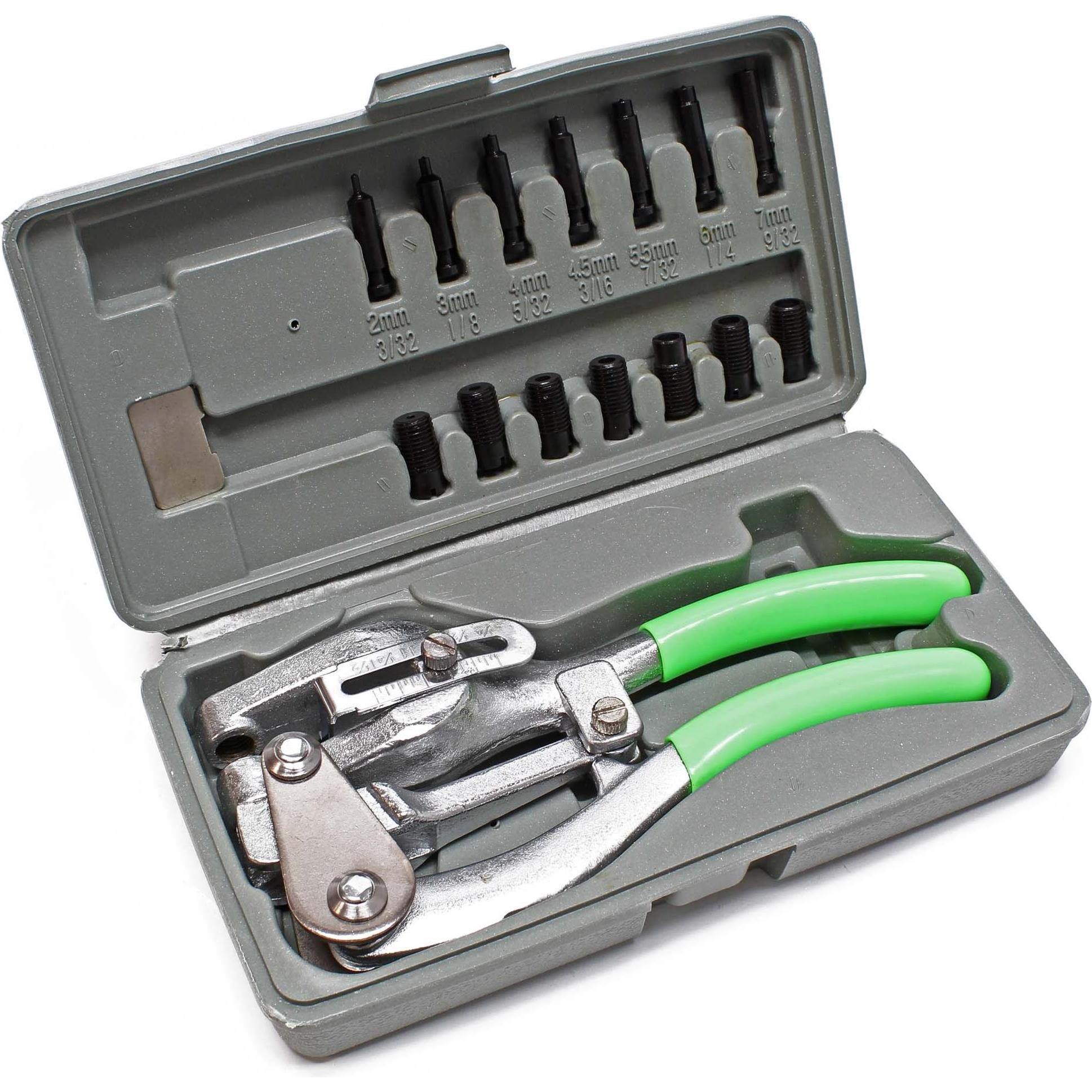 Wiltec, Fahrzeug Werkzeug, Lochzange Set 16tlg 21x10x4cm Stanzzange Karosseriezange Blechbearbeitung