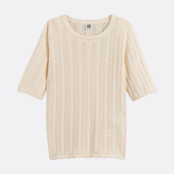 Produktbild BlockX Pullover mit Rundhalsausschnitt und kurzen Ärmeln aus Pointelle-Mesh (M)