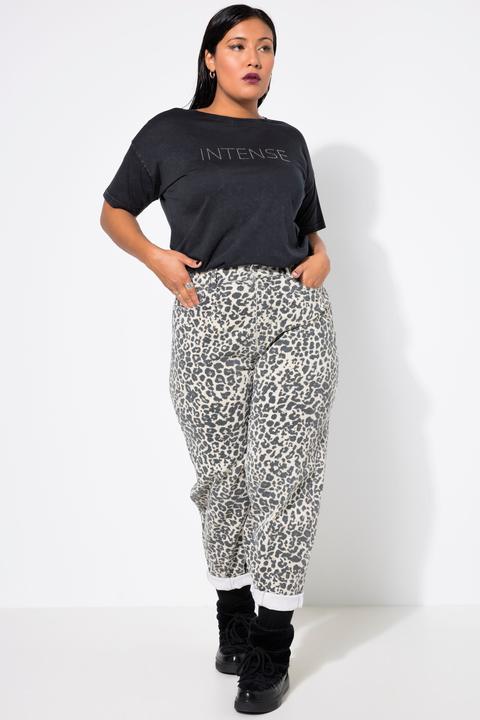 Immagine prodotto Studio Untold Jeans a vita alta con taglio a palloncino, cinque tasche e stampa leopardata (58)