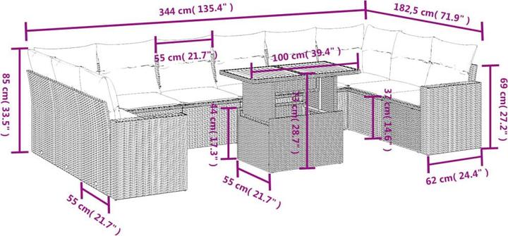 Immagine prodotto vidaXL Set di divani da giardino set da giardino gruppo di sedute da giardino 11 pezzi beige