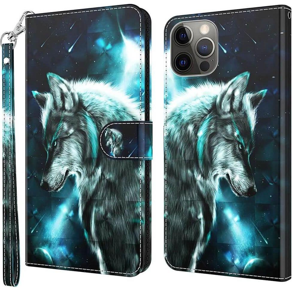 Cover-Discount iPhone 14 Pro - Etui Glitzer Effekt Paisley (Apple iPhone 14 Pro), Smartphone Hülle, Mehrfarbig