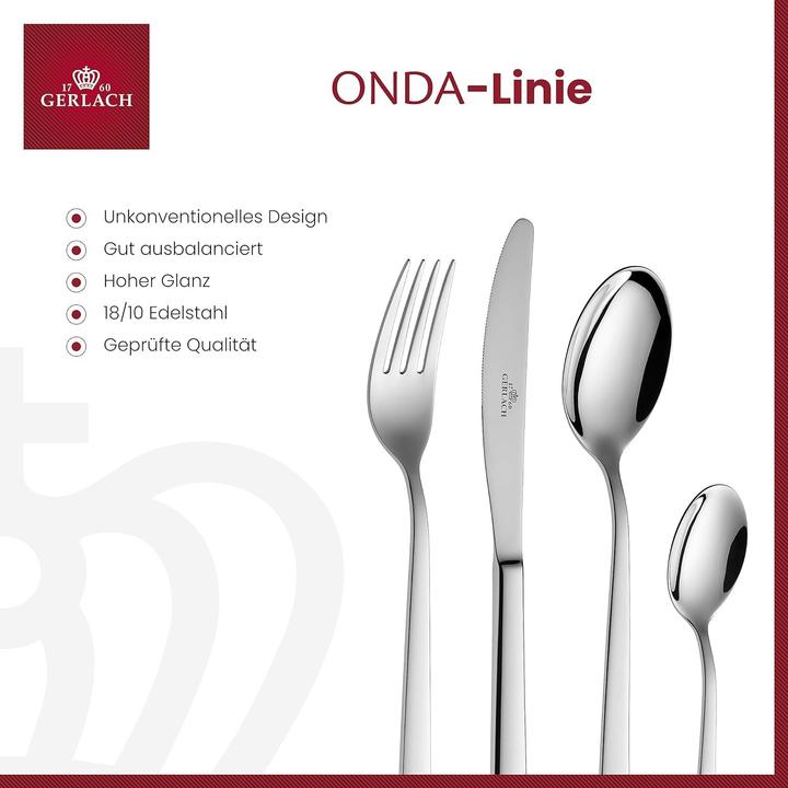 Actual product image Gerlach G01-0030P-ZEST-68PU-S1S1-01 Onda cutlery set, 68 pieces, 18/10 Steel (68 pcs., Cutlery set)