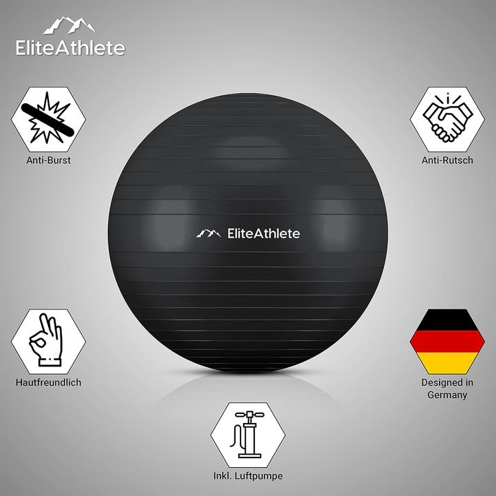 Actual product image EliteAthlete Ergonomischer Gymnastikball für Fitness und Schwangerschaft (65 cm)