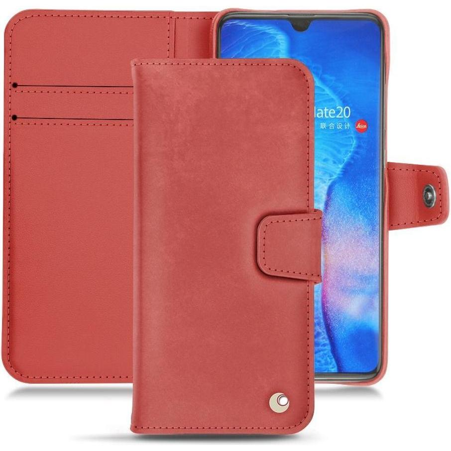 Noreve Lederschutzhülle Wallet (Huawei Mate 20), Smartphone Hülle, Rot