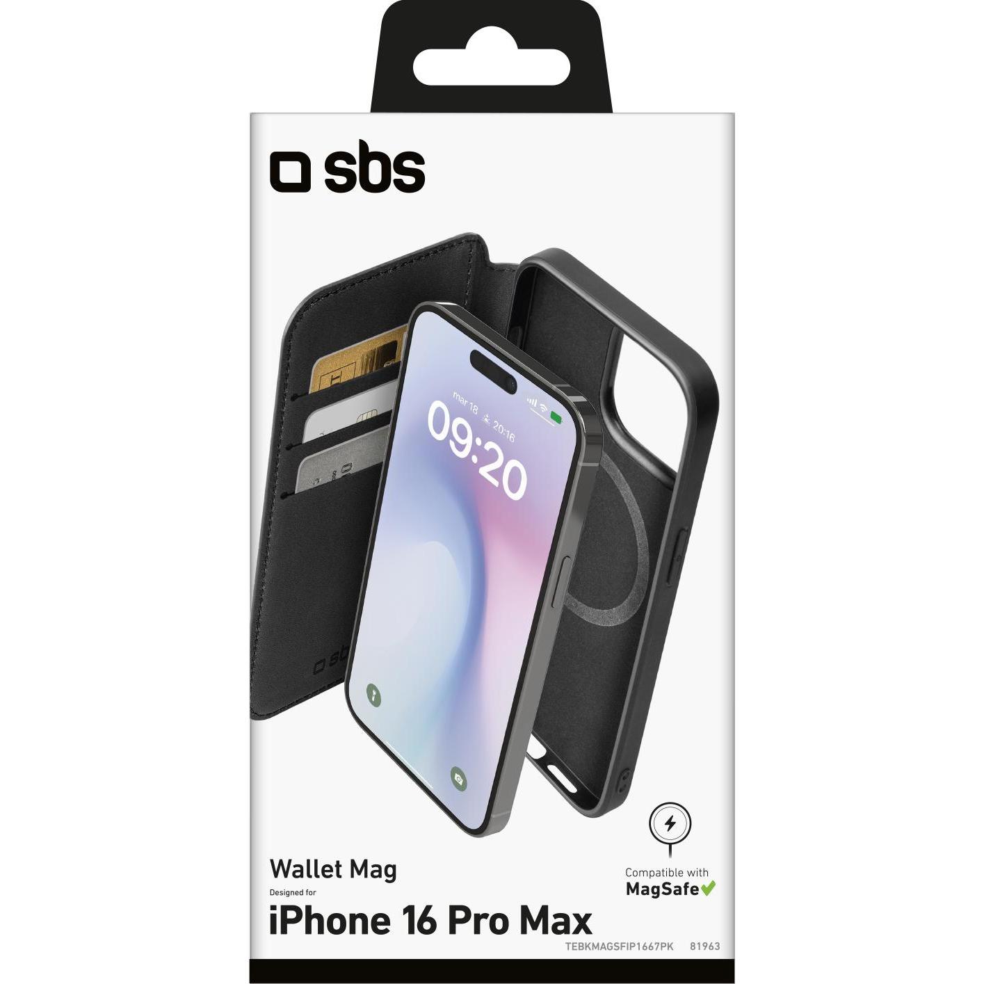 Thumbnail - SBS Wallet Case (Apple iPhone 16 Pro Max), Smartphone Hülle, Schwarz