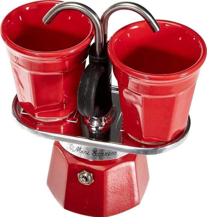 Produktbild Bialetti Mini Express Kaffeemaschine rot 2tz + 2 Tassen (2 Tassen)