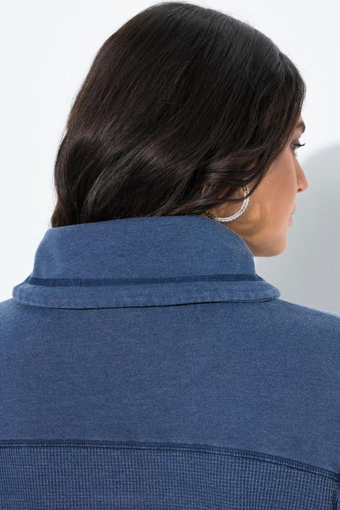 Image du produit Ulla Popken Sweat-shirt col montant et manches longues, piqué texture gaufrée (50, 52)