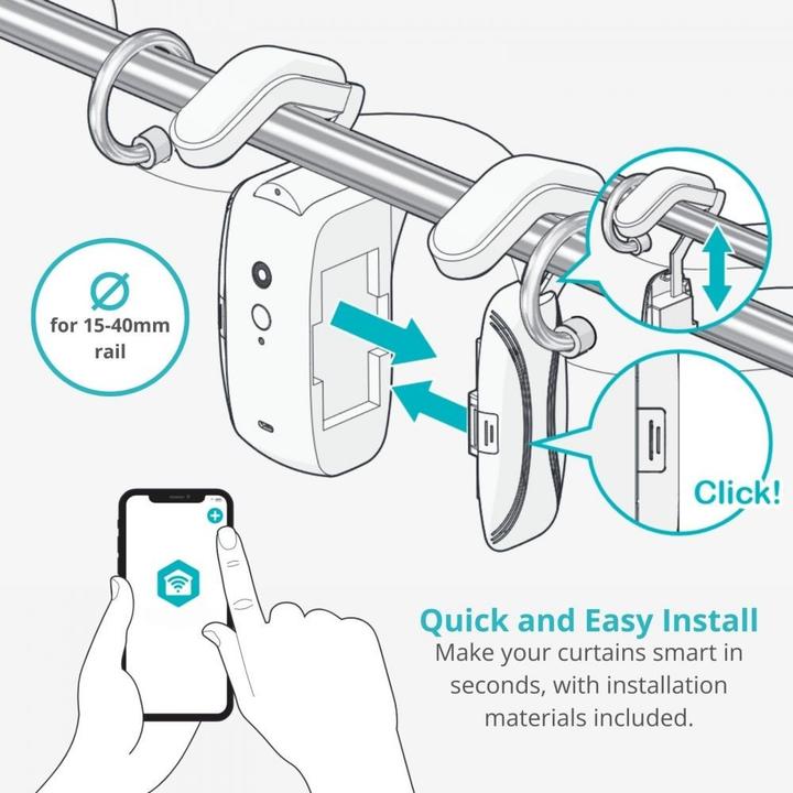 Image du produit Nedis SmartLife Robot Rideau | Barre à Rideaux | Rideaux Horizontaux | Alimenté par Piles / Electricité