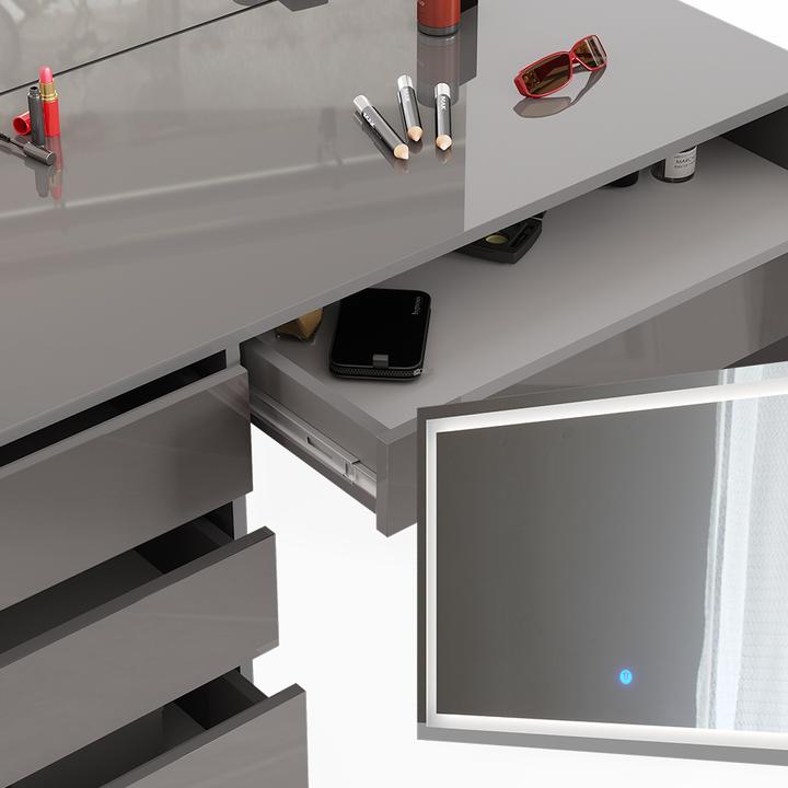 Image du produit Vicco Sherry avec miroir LED et tabouret (120 x 55 x 75 cm)